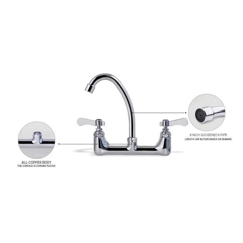 Stainless Steel Kitchen Faucet with Sprayer Wall Mounted Single Hole Kitchen Faucet 2 Handle Centerset Faucet for Kitchen Sink