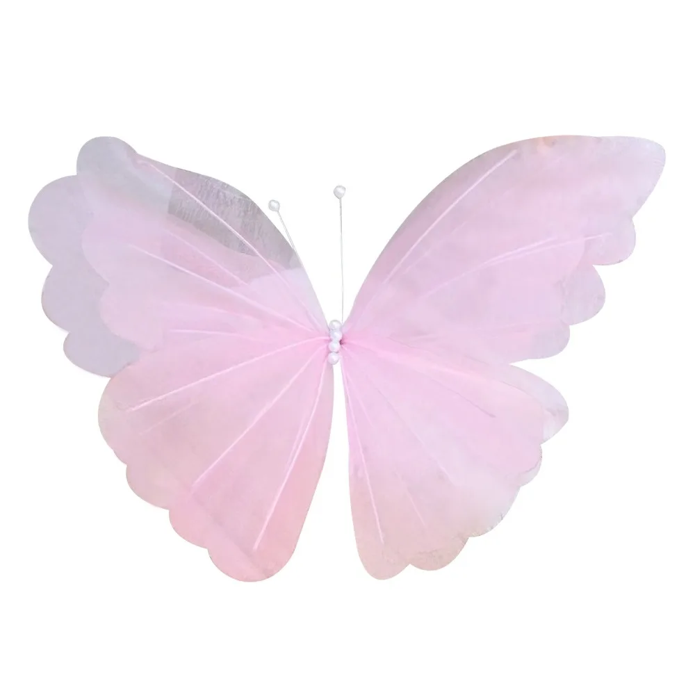 

Big Size 3D Butterfly Decoration 50cm Large Three Dimensional Gauze Butterfly Hollow Design Romantic Style Simulation Butterfly