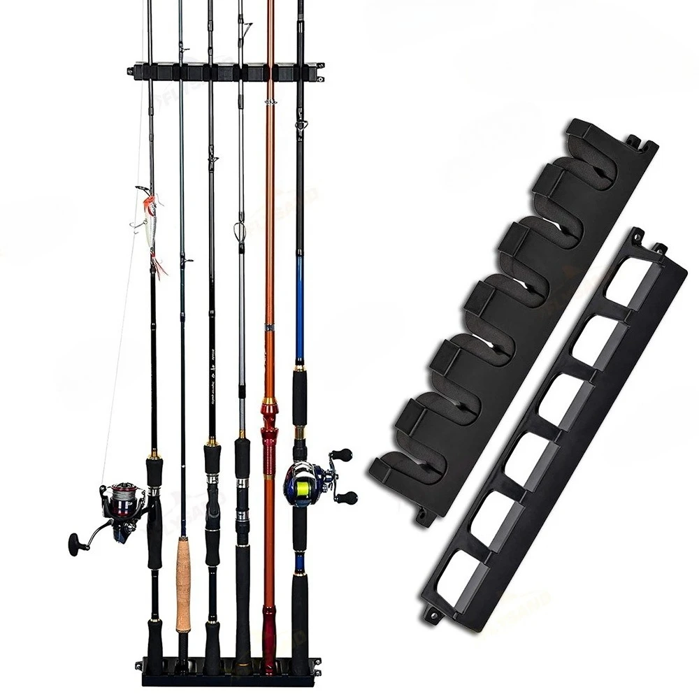 

FLYSAND Fishing Vertical 6-Rod Rack Fishing Pole Holder Wall Mount Modular for Garage