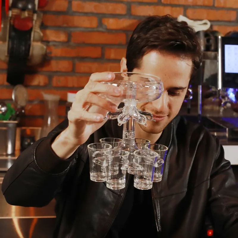 European‑Style Imitation‑Glass Liquor Decanter Set 6‑Cup LED Light‑Up Wine Serving Kit for Home Bar Party Use