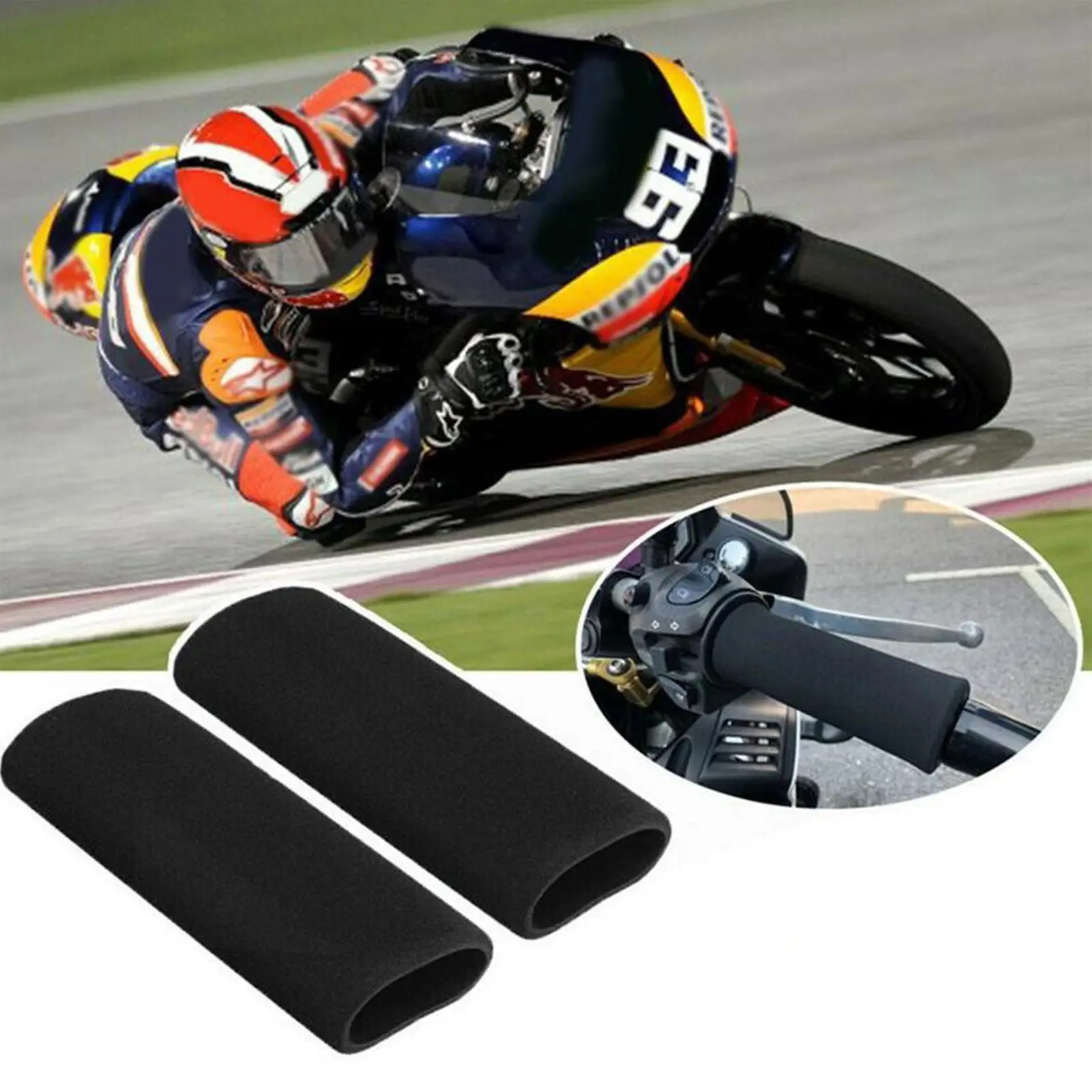 1Pair Motorcycle Non-slip Hand Held Sponge Cover Soft Anti-UV Car Handle Cover Handle Electric Sturdy Cover Comfortable O1R6