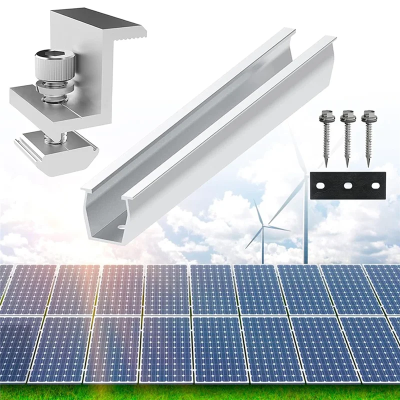 

J1UL1N Solar Panel Bracket U-Rail Roof Rail Connector Bracket Roof Mounting Kit Suitable For Metal Roof, Flat Roof, Sheet Roof D