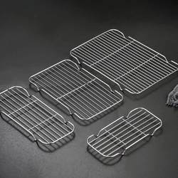 304 Stainless Steel Barbecue Net Wire Mesh Rectangular Grilling Net Small Grid Oil Drainage Net Rack