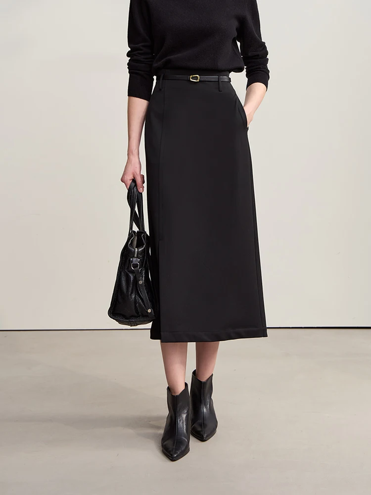 

AMII Skirts For Women 2025 Winter New Minimalist Commuter Versatile Woman Clothes Casual Solid A-Line Skirt Long Ladies 12524066