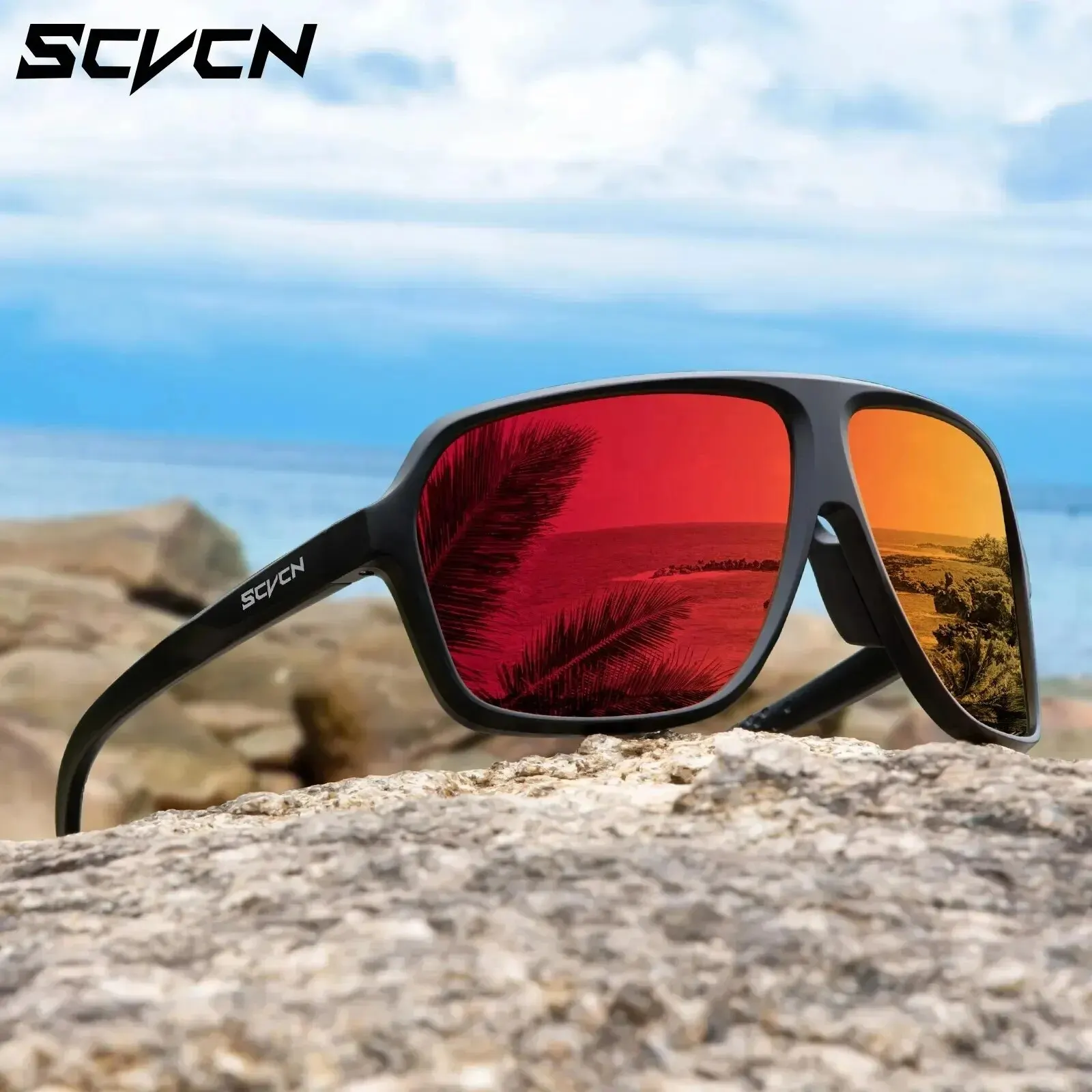 Scvcn Fishing Sunglasses Square Polarized UV400 Fishing Glasses For Men Women Driving Golf Running Cycling Glasses Eyewear