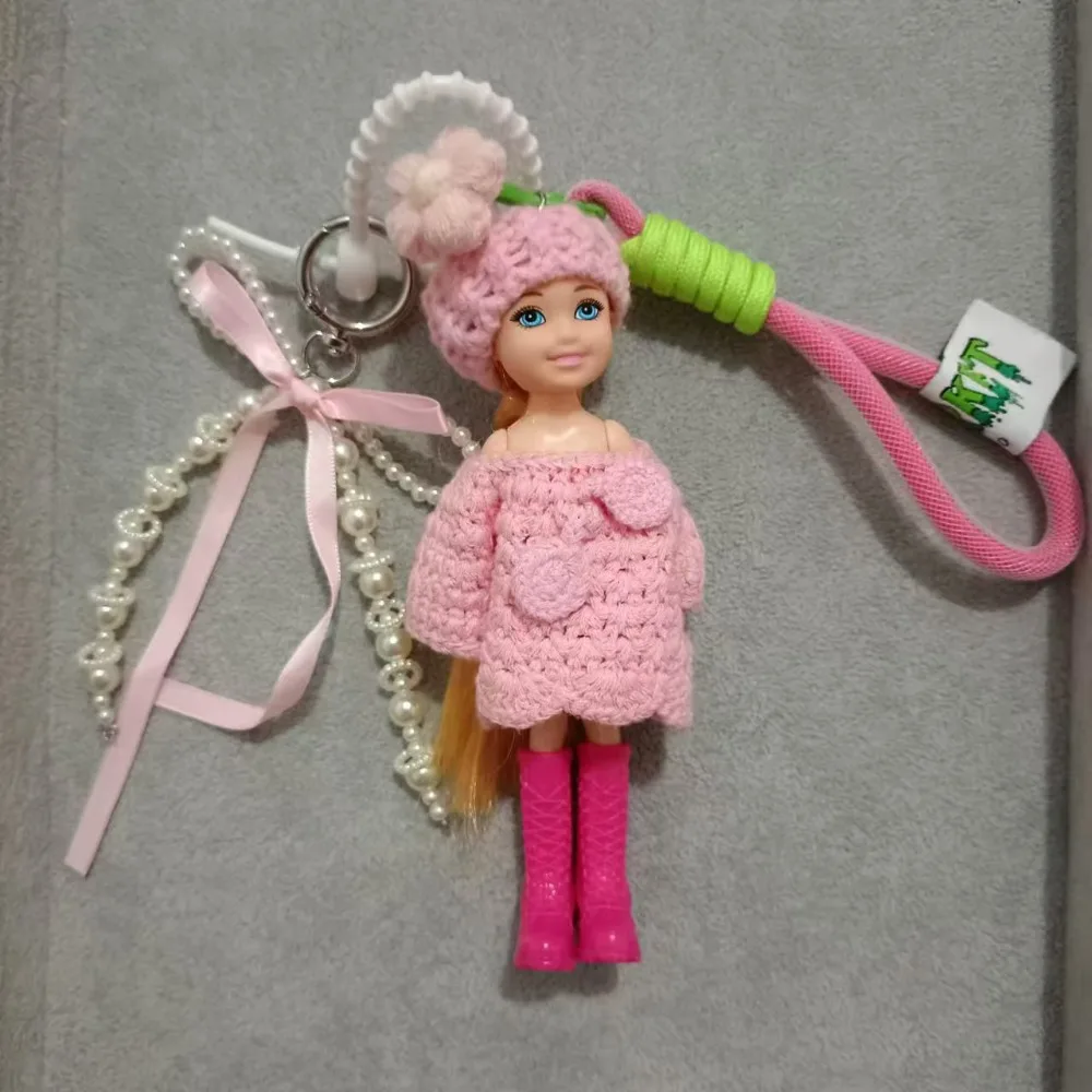 New Cute Doll Pendant Hanging Backpack Ornament DIY Change Clothe and Hair Bag Charm Car Key Ring Bag Decoration for Barbie Doll