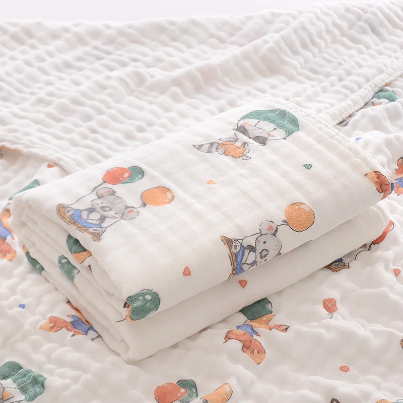 Muslin Quilt 6-layer Gauze Blanket Swaddle Baby Burp Throw Blanket Baby Gift Super Soft Bath Towel 110x110cm