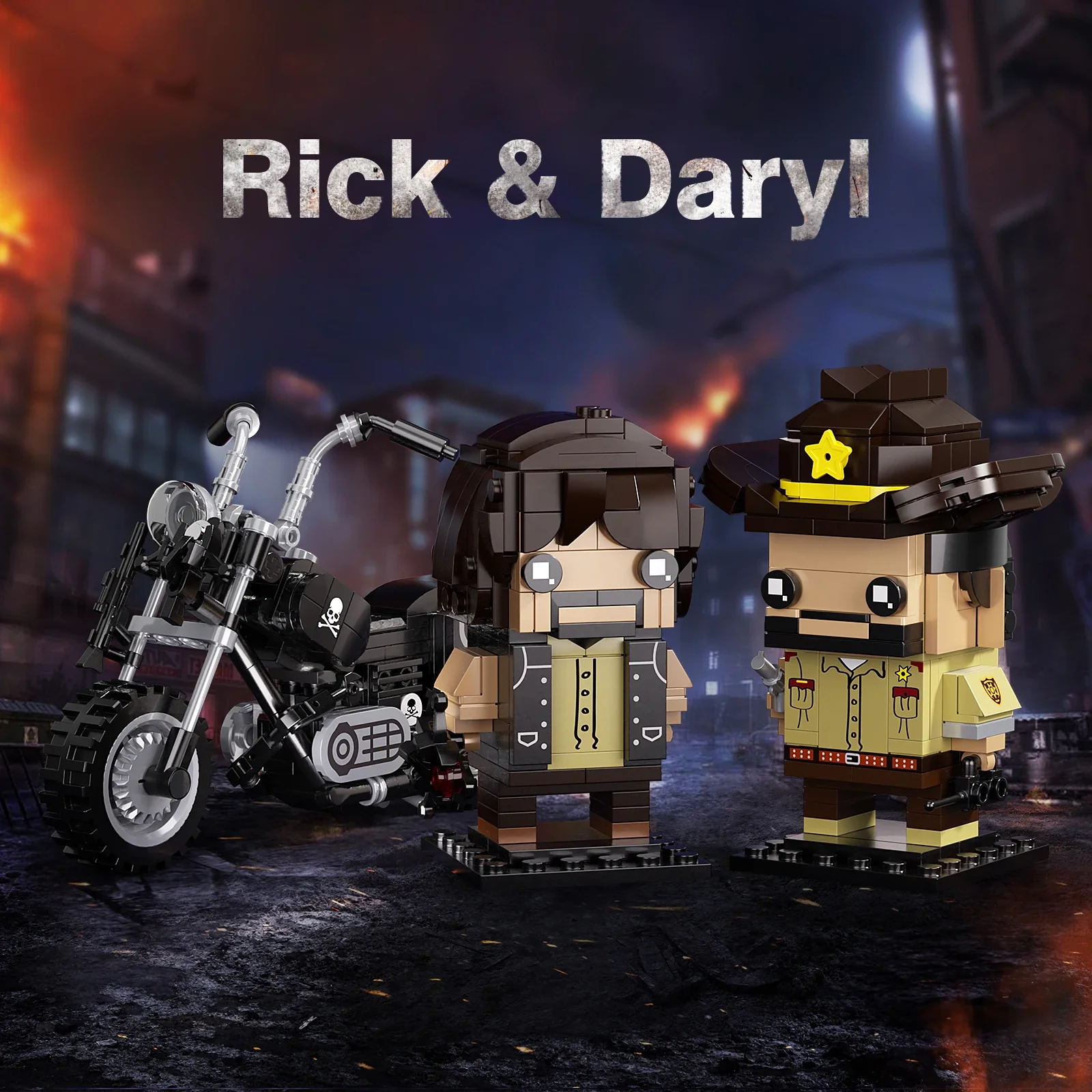 MOC Classic Movie Figures Rick & Da Building Block Set Walkinged Deads 3in1 Brickheadz Model DIY Puzzle Toys for Children Gift