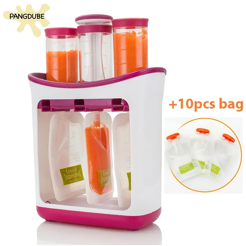 PANGDUBE Baby Food Dispenser Machine with 10pcs Free Food Dispenser Bags Baby Food Maker Puree Filling Machine Squeeze Bags