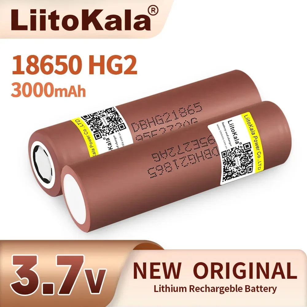 LiitoKala 3.7v 18650 HG2 3000mAh Lithium Rechargeable Batteries 1-40pcs Continuous Discharge 30A For Drone Power Tools