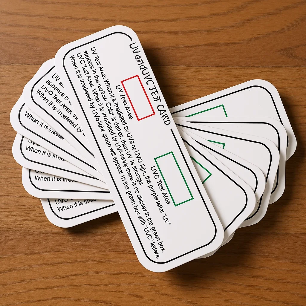 

Набор из 6 тестовых карт для определения УФ-излучения (UVC/UVA) – быстрое мониторинг излучения в помещениях и на улице