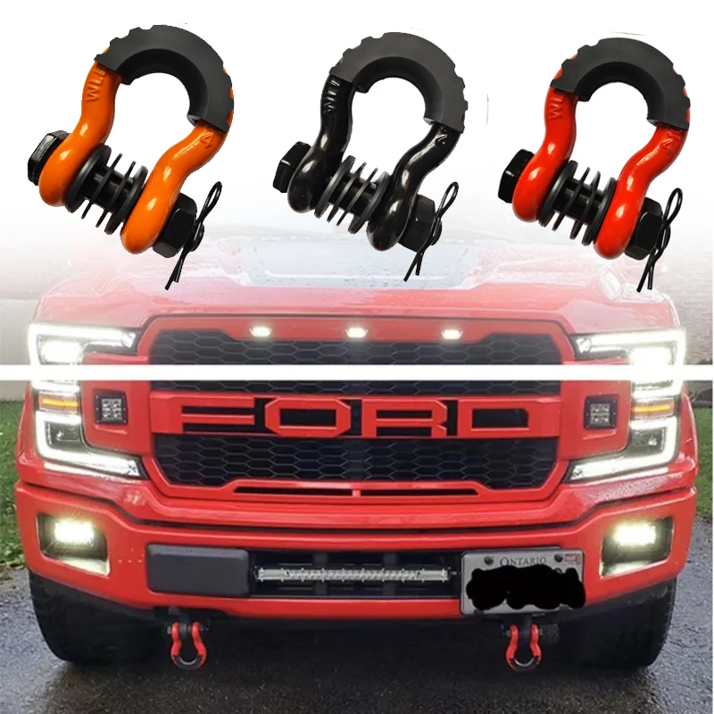 2pcs 28660lbs Break Strength D-Ring Anchor Shackle for Off-Road Jeep Vehicle Recovery 5/8' 23mm Pin Safe Recovery Trailer Hook