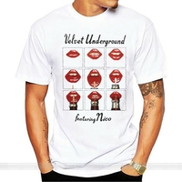 Velvet Underground Featuring Nico (Distressed) Slim Fit T-shirt Classic Cotton Men  Short Sleeve T Shirt