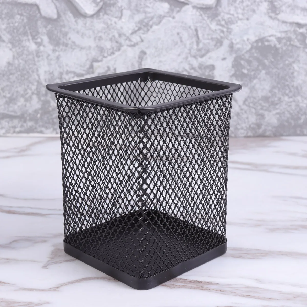 3Pcs Square Metal Pen Holder Hollow Iron Net Container for Home Office School Desk Organization Black Premium Finish