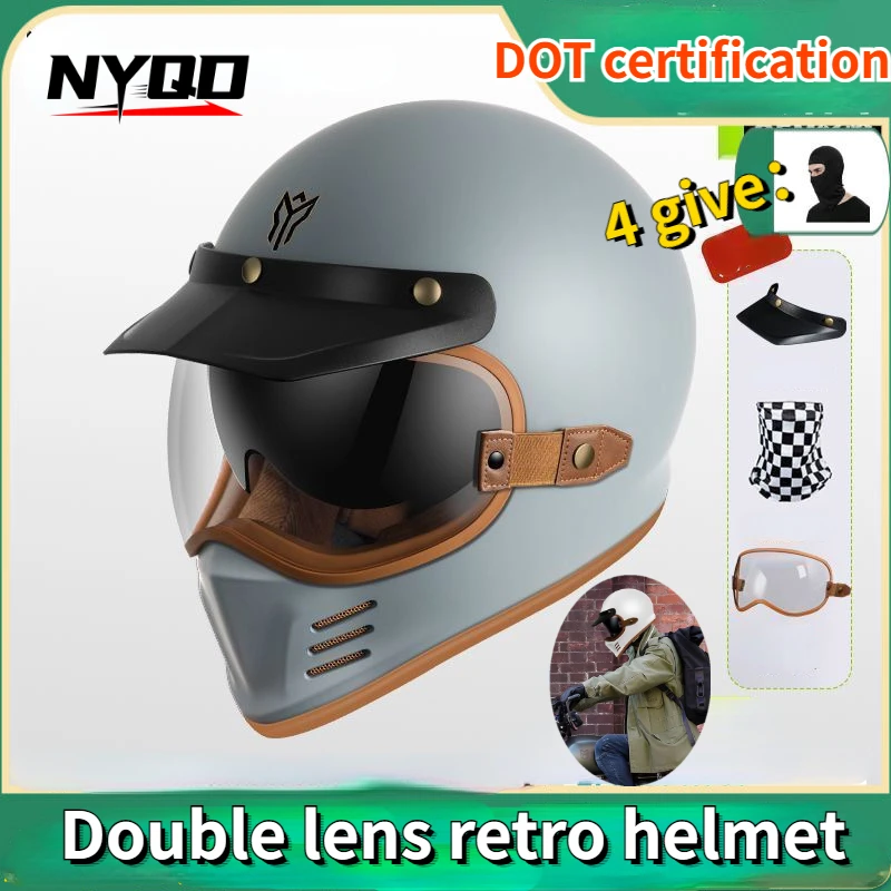 

YEMA Electric Motorcycle Helmet Locomotive Retro Full Helmet Men and Women Bluetooth Four Seasons Summer Full Helmet ECE DOT