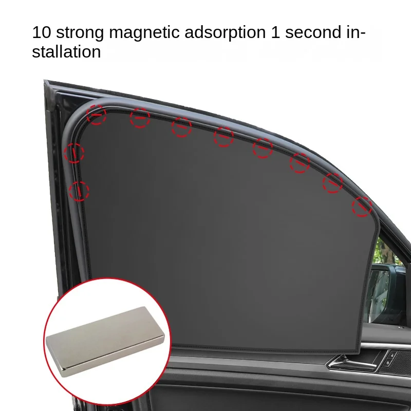 Magnetic Car Side Sunshade Window Sunshade Cover Sun Visor Summer Protection Window Curtain Front Rear Black Auto Accessories