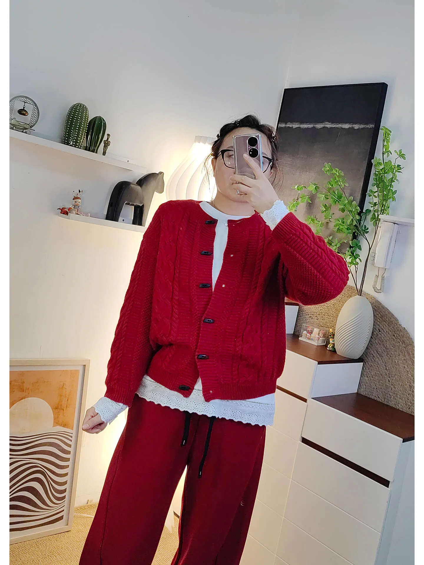 

Свободный вязаный кардиган с пуговицами-рогами, утепленный, больших размеров, мягкий, теплый, женский, повседневный, модный, зимний топ