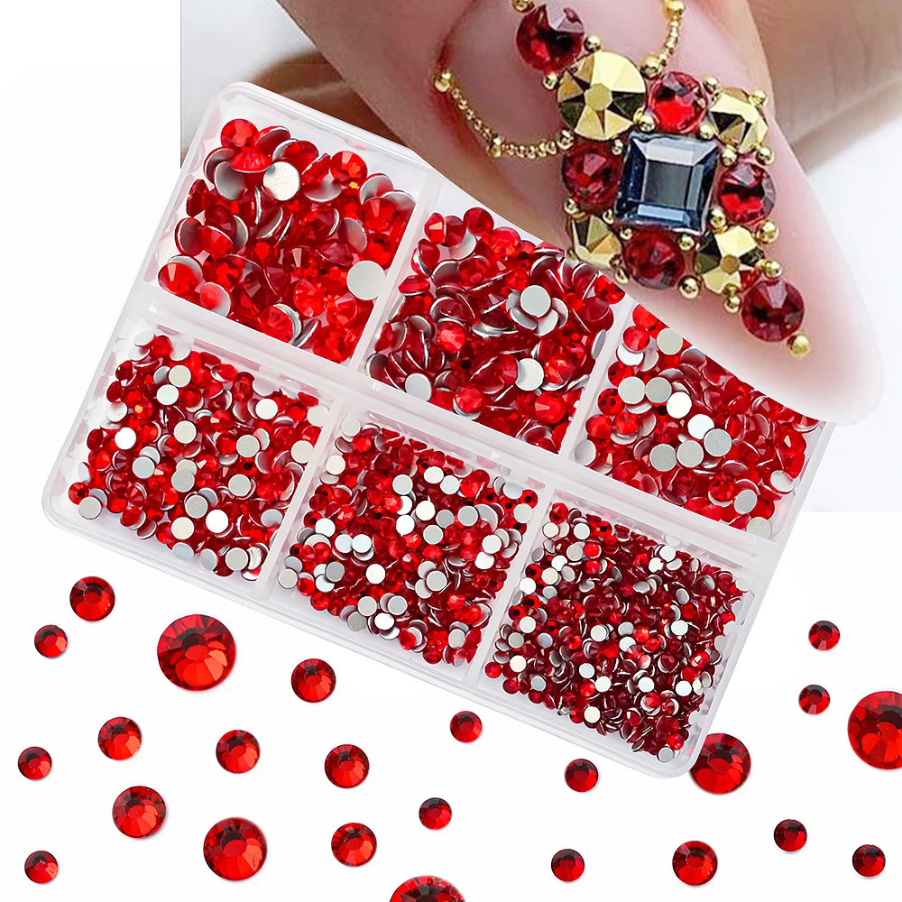 600Pcs/ Box Nail Art Flat Back Crystal Rhinestone Charm 3D pink  AB/Colorful Crystal Glitter Rivet Gem Supplies Nails Decoration