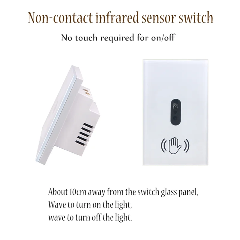 Smart Light Switch Wall Light Switch Wave Infrared Sensor No Need Touch Electrical Power on Off US Plug