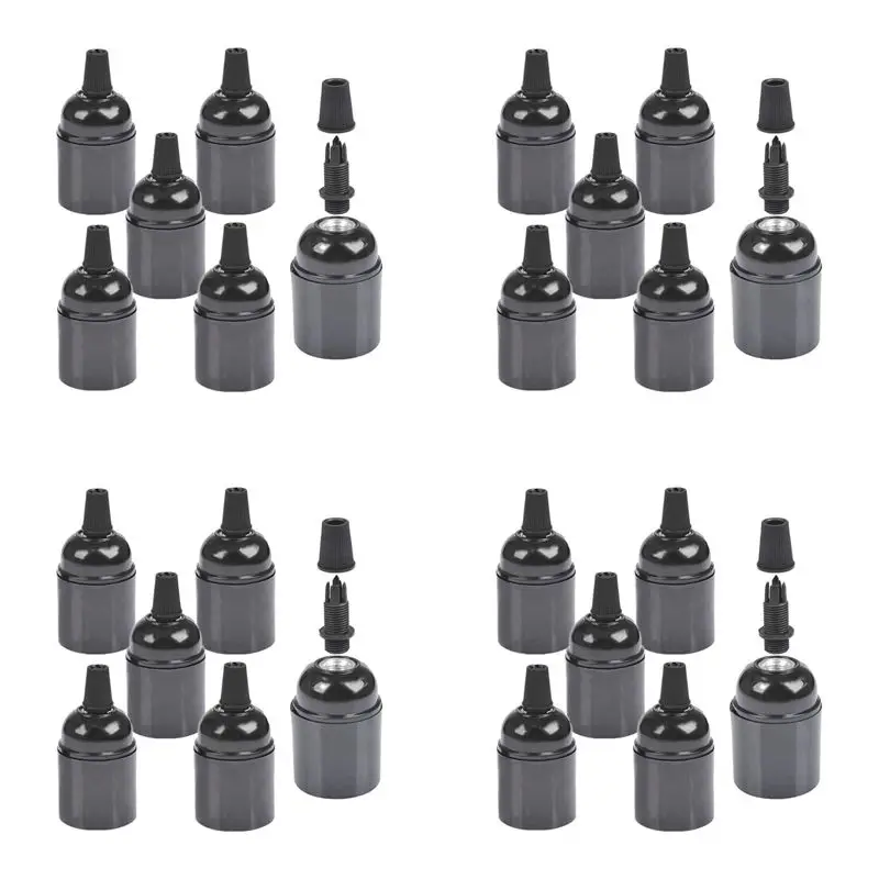 AC88-24-Pack Bakelite Lamp Holder E26/ E27 Light Socket Vintage Bulb Socket ES Screw Lampholder For Ceiling/Pendent/Floor