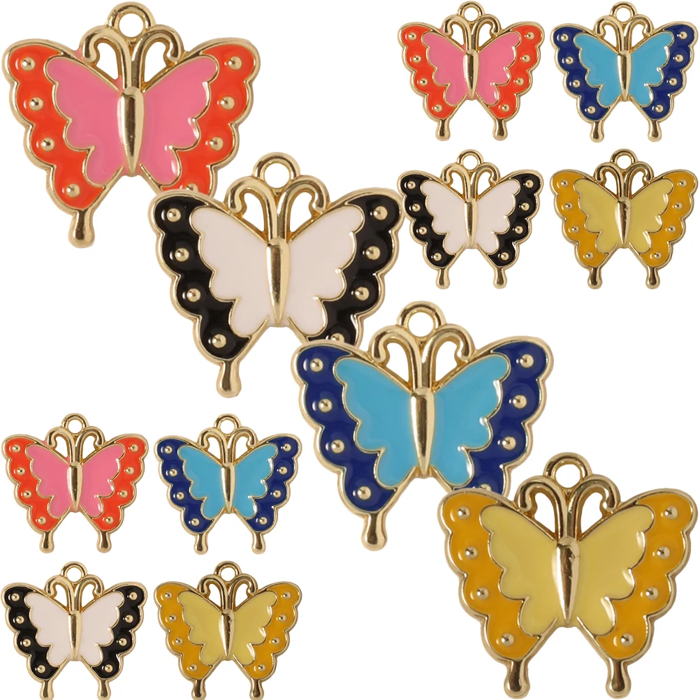 

12pcs Colorful Butterfly Pendant Alloy Jewelry Making Charms Cute Decorative DIY Supplies Hanging Accessories
