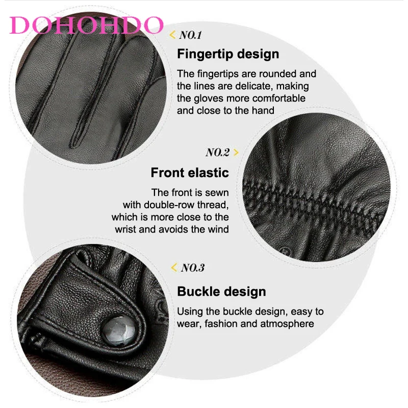 قفازات التالية للرجال للخريف والشتاء الدفء من جلد الغنم قفازات نسائية سوداء موضة قفازات شتوية مخملية سميكة Guantes Paramotos #6
