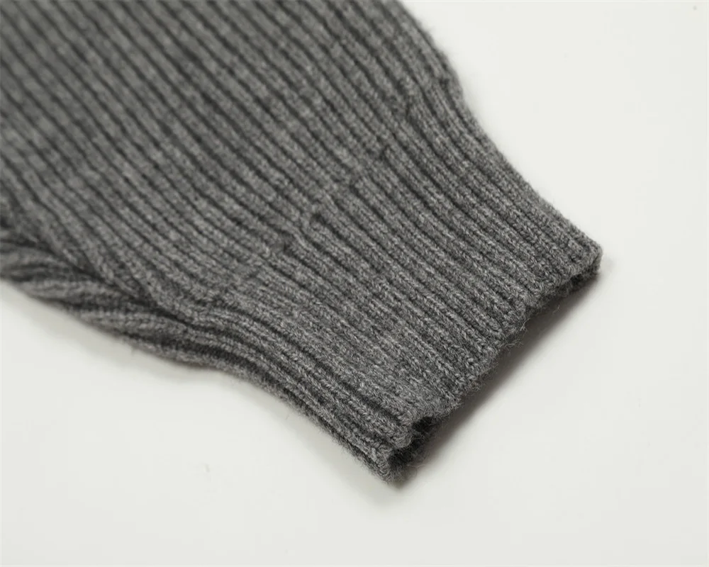 سترة صوفية ذات طية صدر السترة بلون سادة للرجال للربيع والخريف سترة محبوكة غير رسمية بأكمام طويلة موضة الشارع #6