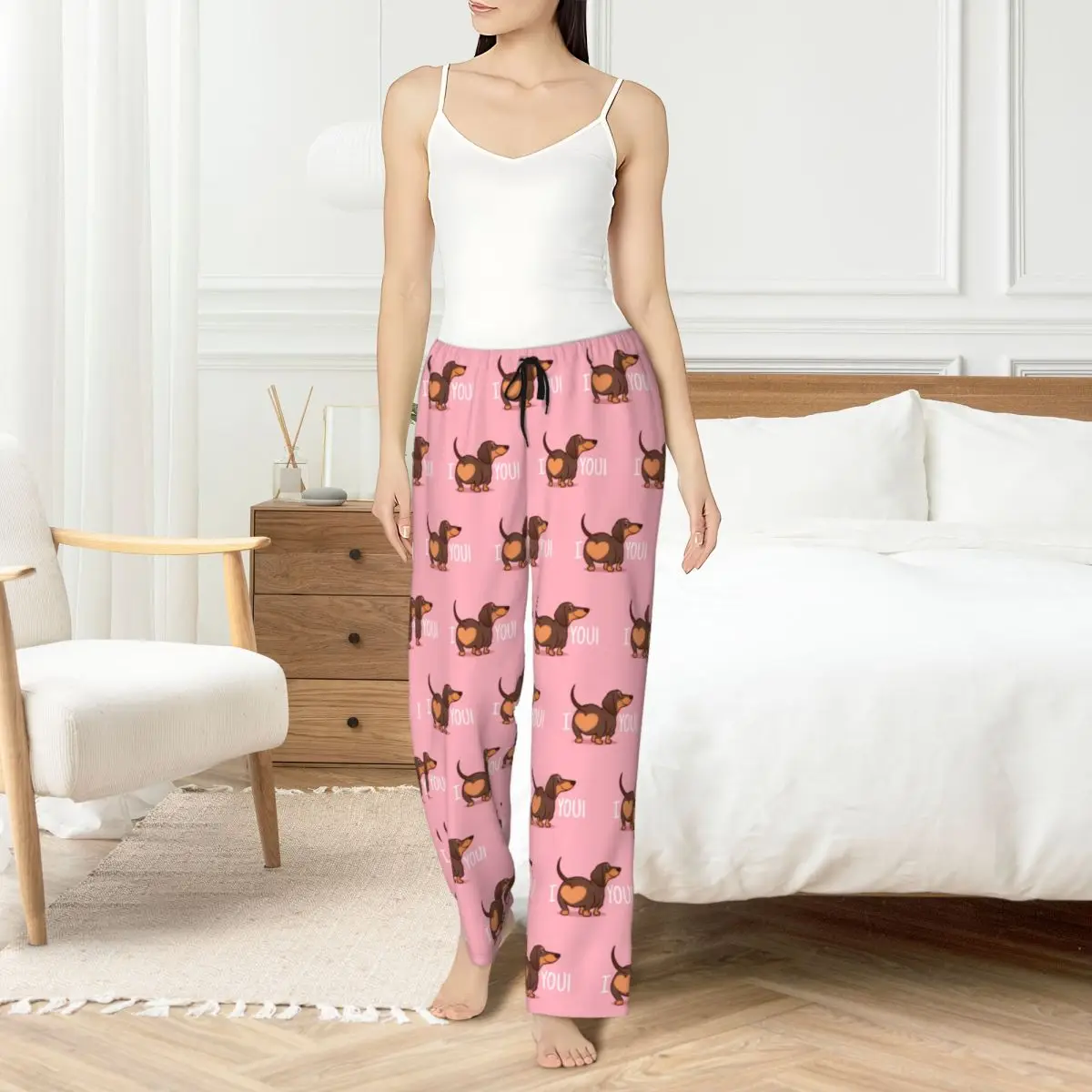 

Custom Printed for Women Dachshund Dog Pajama Pants Sausage Dogs Sleepwear Sleep Lounge Bottoms with Pockets