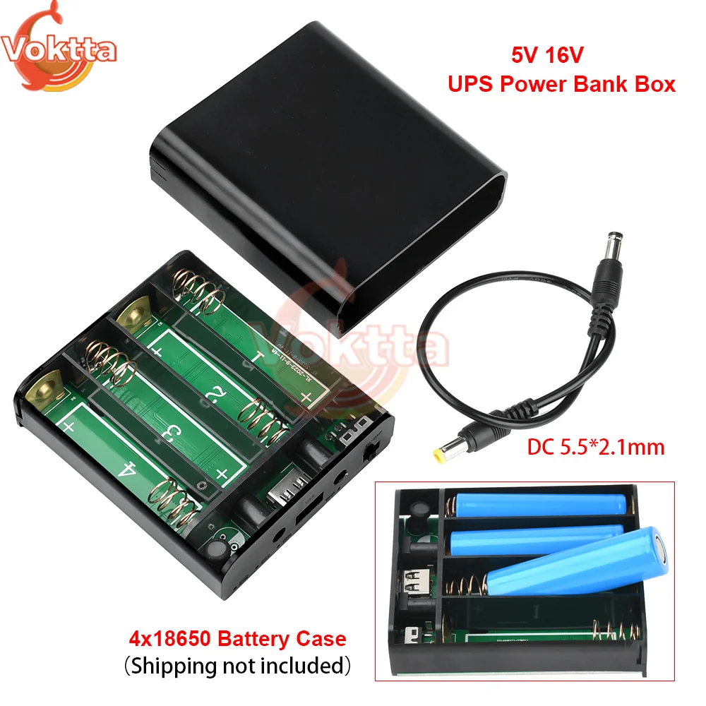

5 В 16 В ИБП Power Bank Box 4x18650 Чехол для литиевой батареи Бесплатный комплект для сварки Корпус источника бесперебойного питания Чехол для хранения питания