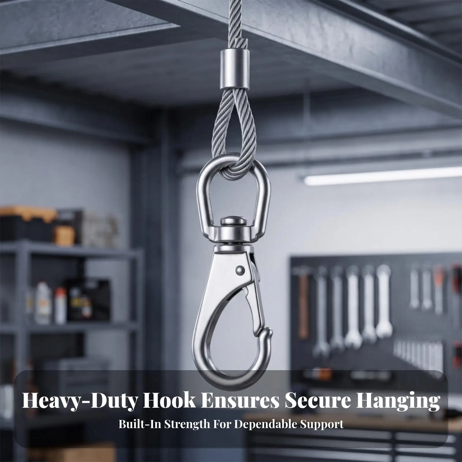 Secure Latch Swivel Hook Connector 304 Stainless Steel Heavy Duty for Pet Lead Horse Tie Out Tarp Tent Strap