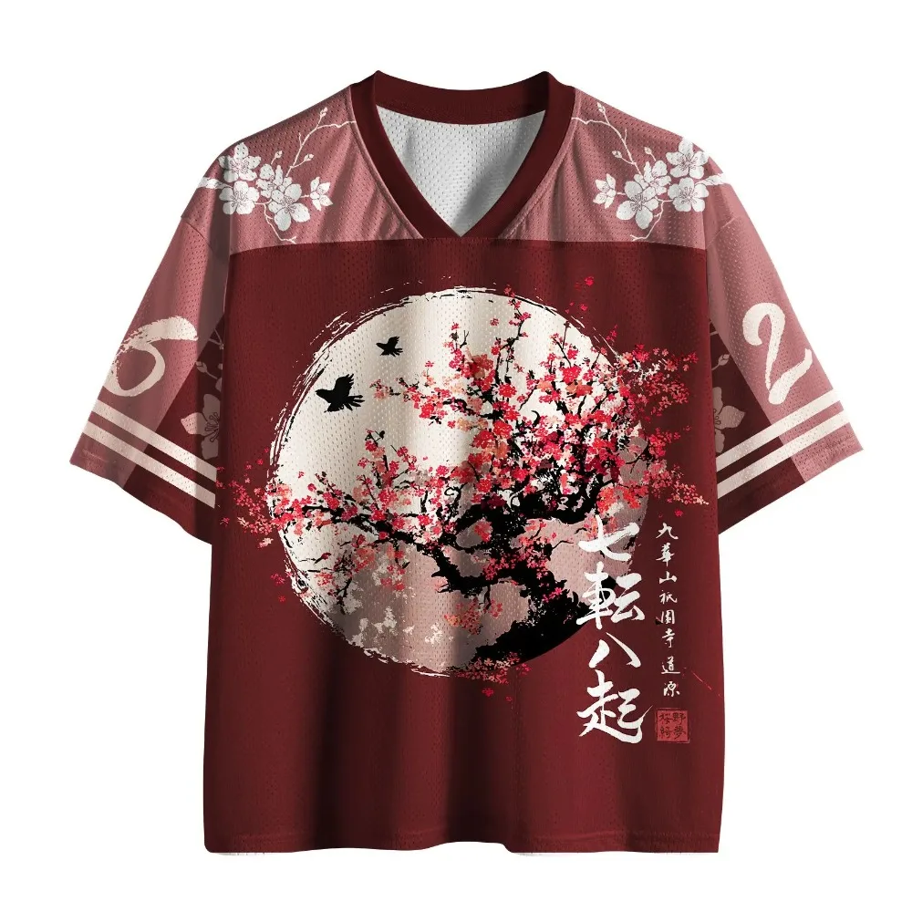 Sommer Neuer Stil Japanischer Lässiger Harajuku 3D-Druck Sport Schnelltrocknend Atmungsaktiv V-Ausschnitt Herren-T-Shirt Y2K Modische Lässige Familienkleidung – Detail 2