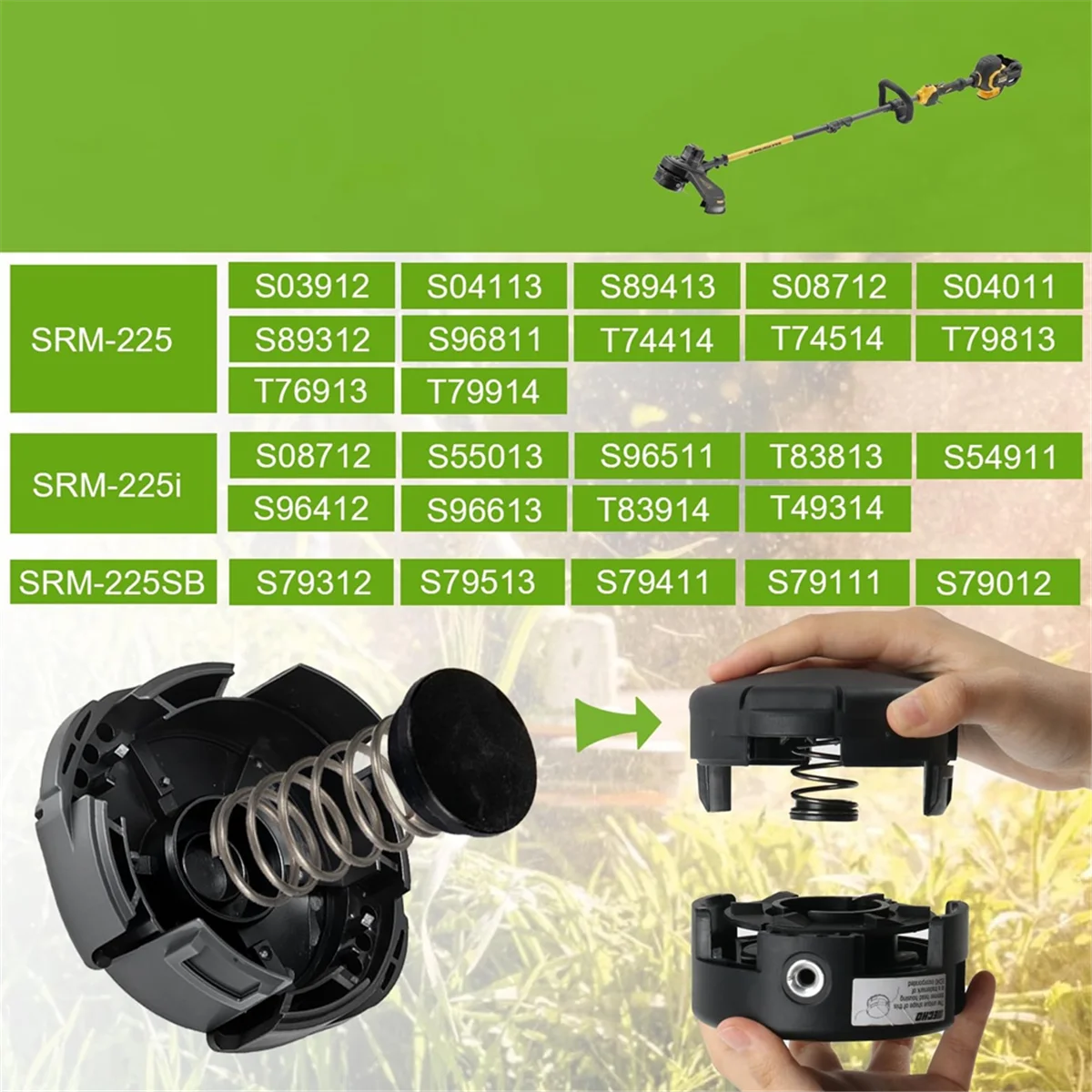 

AA98 Speed Feed 400 Trimmer Head Cap and Spring Kit,for SRM-225, SRM-230, Weed Eater Parts X472000070, 2 Pack