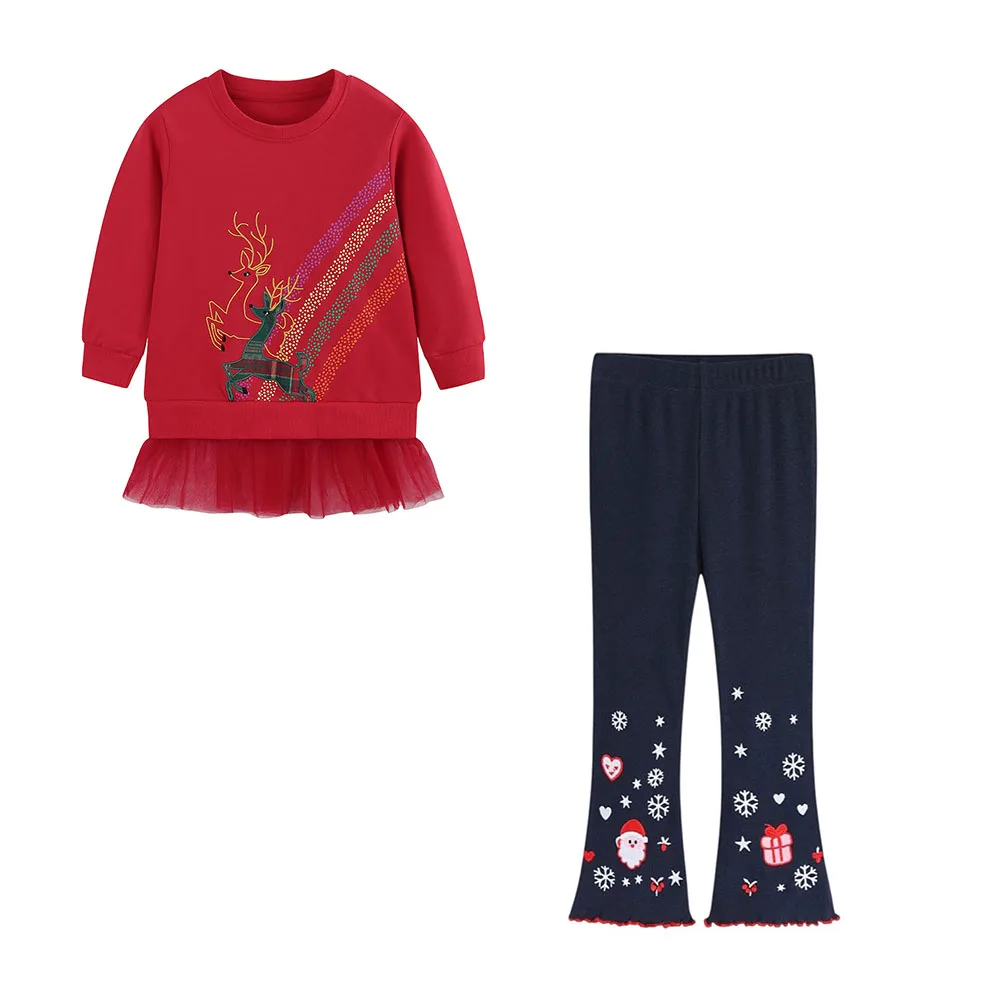 Jumping Meters 2-7T 2026 Christmas Long Sleeve Sweatshirts + Leggings Children's Clothing Sets Autumn 2 Pcs Suit Kids Outfits