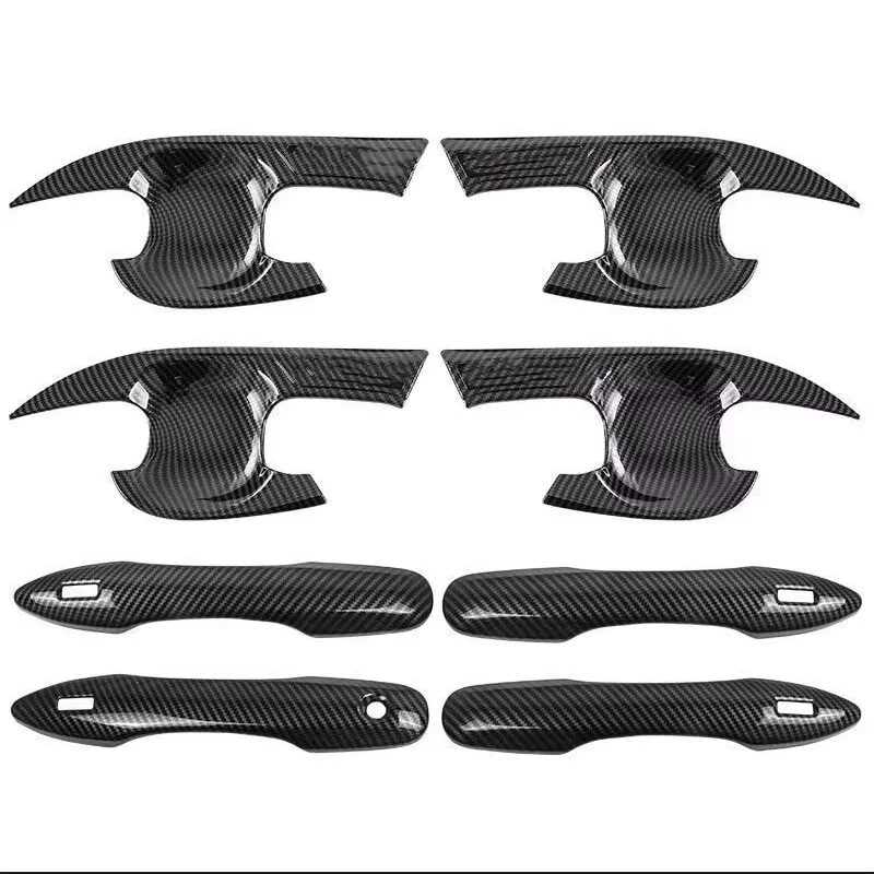 For Toyota BZ4X EA10 2022 -2024 ABS Carbon Car Door Handle Cover Trim Side Door Grab Doorknob Handle Bowl Exterior