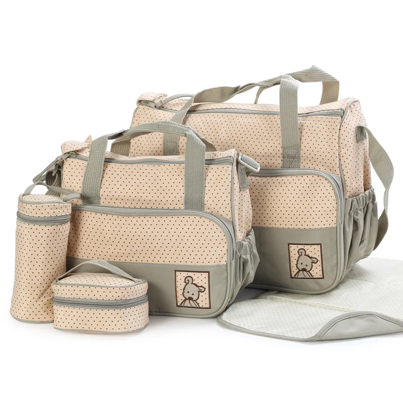 Mummy Bag Multifunctional Mother Bag Huayao Cloth Five-piece Set Mummy Bag 5-piece Set Portable Backpack