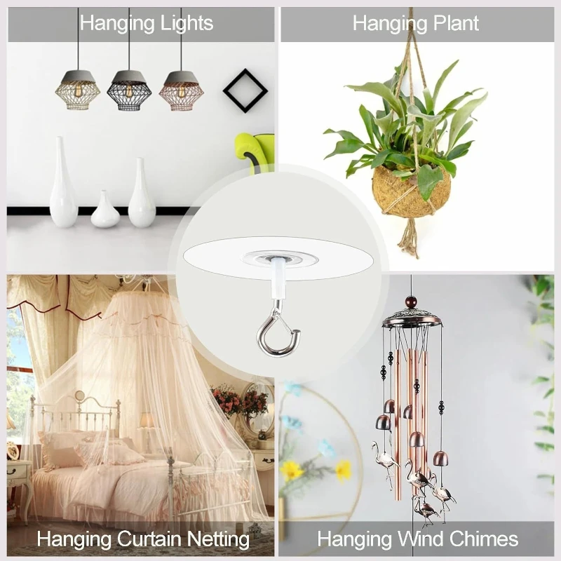 Stick Ceiling Hooks Heavy Duty Self-Adhesive Water Resistant Hooks for Ceiling Multifunctional Hooks for Balloons Wind Chimes