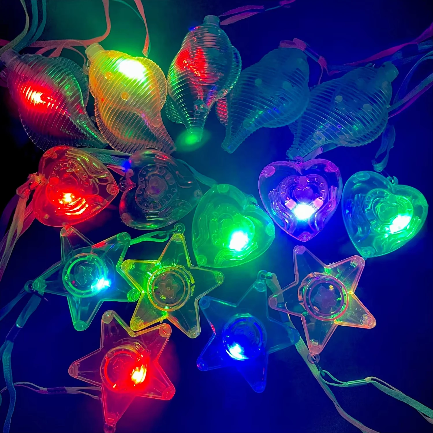 10/20/30/50 Pcs Star Heart LED Light Up Necklace Pendants Flashing Glow Luminous Necklace Girls Led Flashing Necklace Party view 6