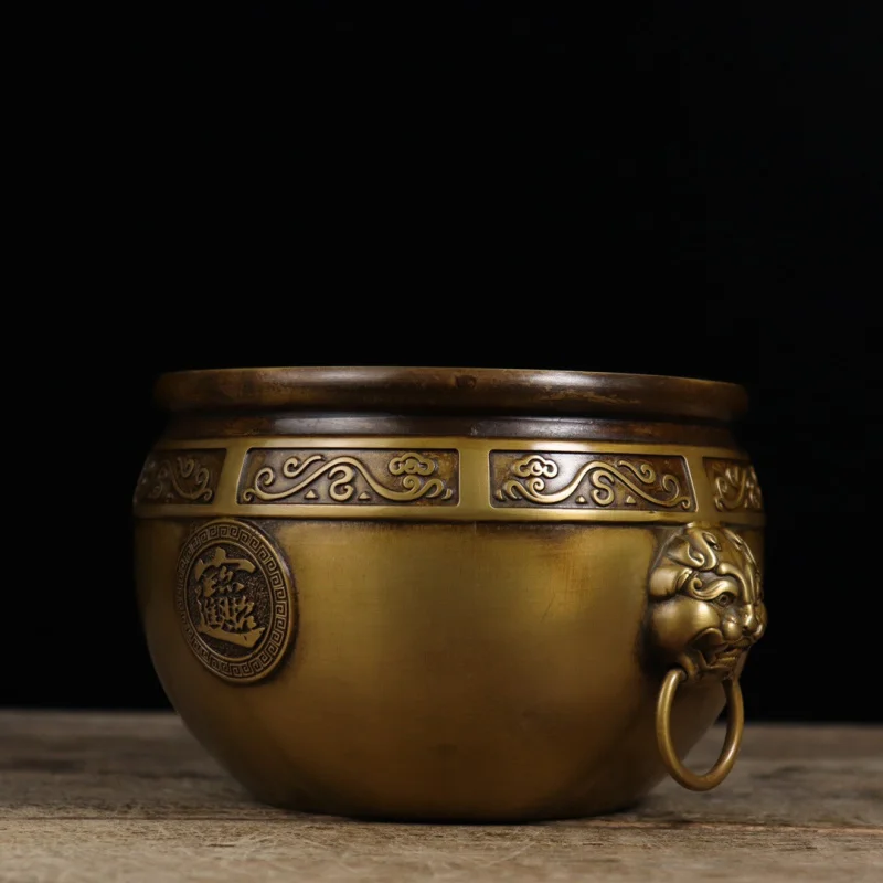 زخرفة كبيرة نقية برأس الأسد، جرة المدينة المحرمة المقلدة، مبخرة النحاس، حصالة الخنزير، ديكور المنزل