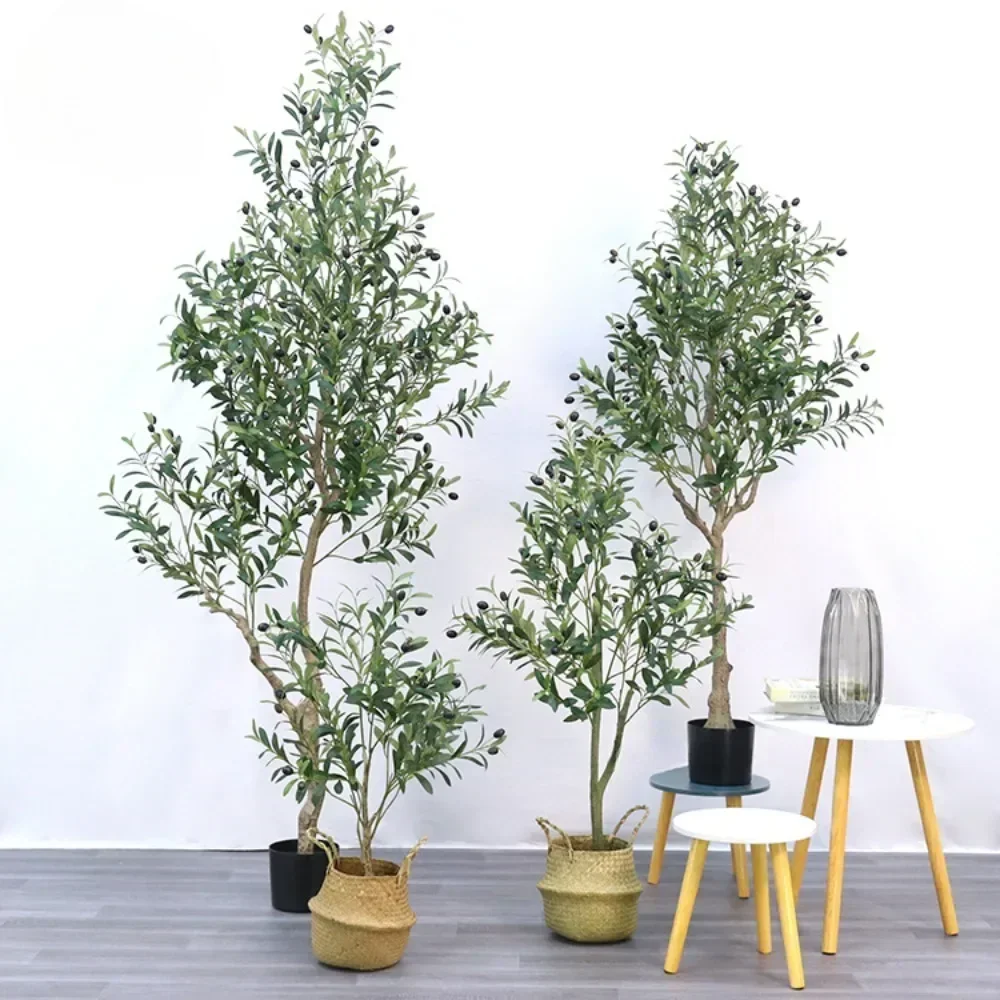 Large Olive Tree Artificial Plant Fake Olive Tree with Pot 50-240cm Tropical Silk Tree for Home Office Shop Party Decoration