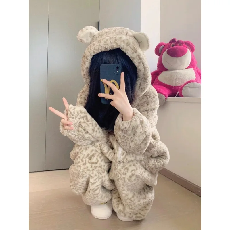 

Женская зимняя толстая цельная домашняя одежда, мягкая, удобная, крутая, темпераментная, тонкая, доступная, модная, теплая и милая