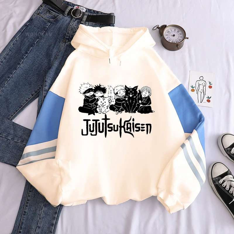 Jujutsu Kaisen Anime Hooded Itadori Yuji And Satoru Gojo Printed Men Women Patchwork Hoodies Manga Sweatshirt Harajuku Pullover