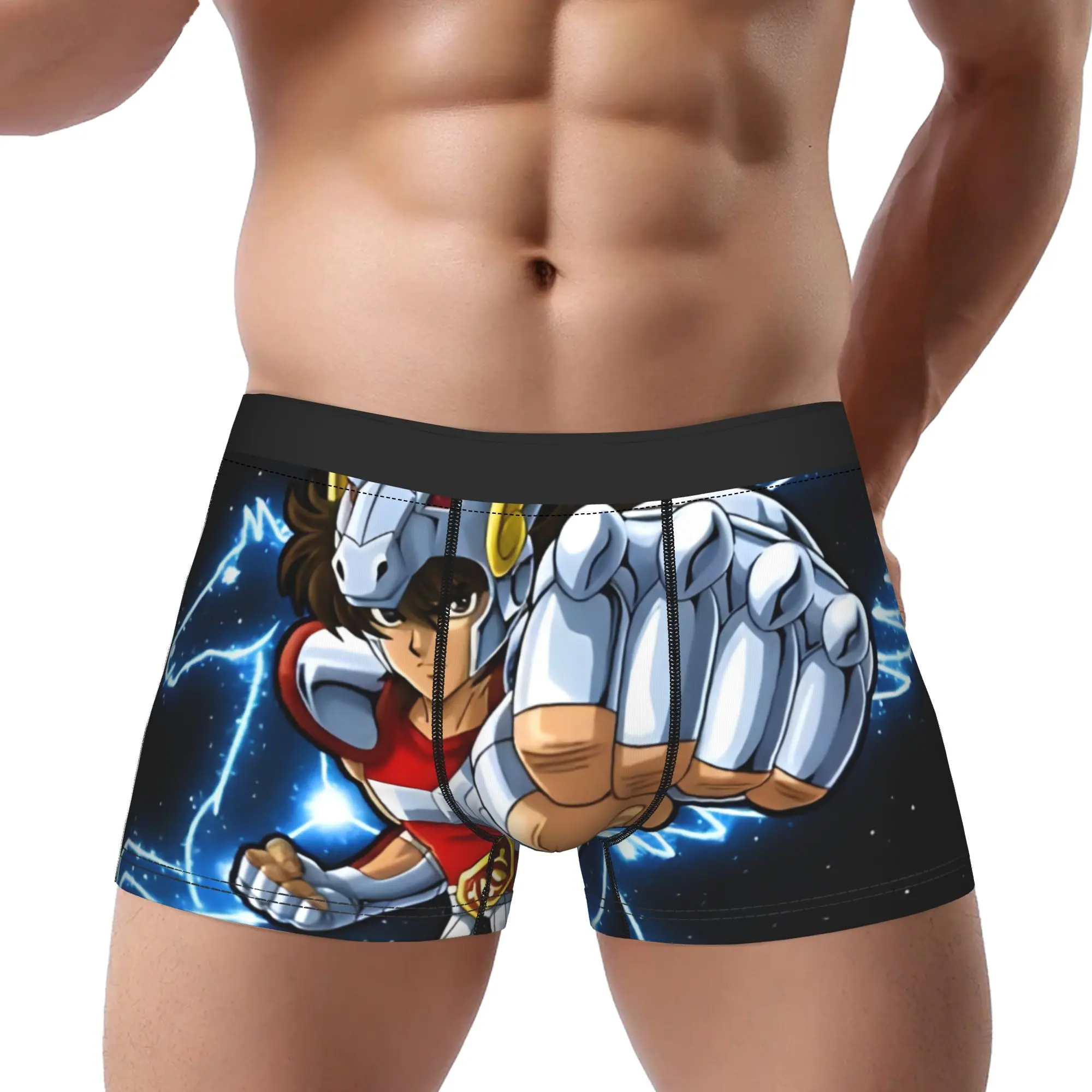 

Bandai boxers Saint Seiya Pegasus Fanart Underpants Homme Panties Men's Underwear Print Shorts Boxer Briefs