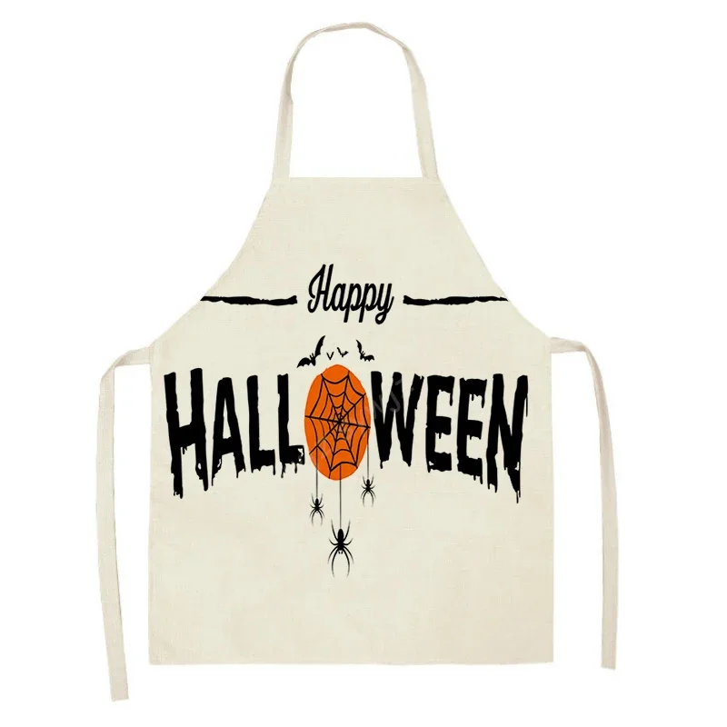 Halloween Apron Skull Print Adult Kids Kitchen Apron Ghost Festival Dinner Party Cooking Apron Home Party Stain Resistant Bibs