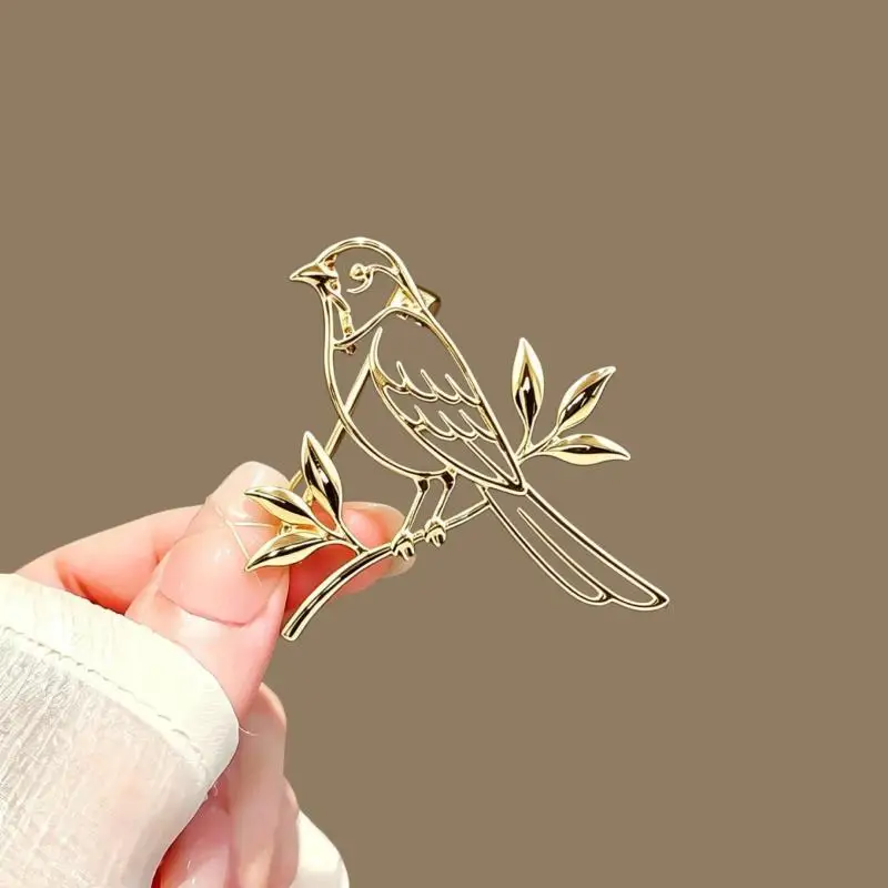 Gold Tone Hollow Bird Hair Claw Premium Polished Metal Durable Fashion Hair Accessory for Bridal Party Daily Use