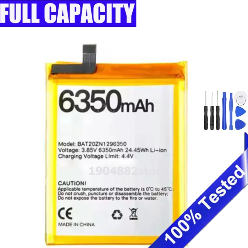 Full New for DOOGEE BAT20ZN1296350 S96 GT Pro Battery 6350mAh  For DOOGEE S96 pro Rechargeable  Bateria