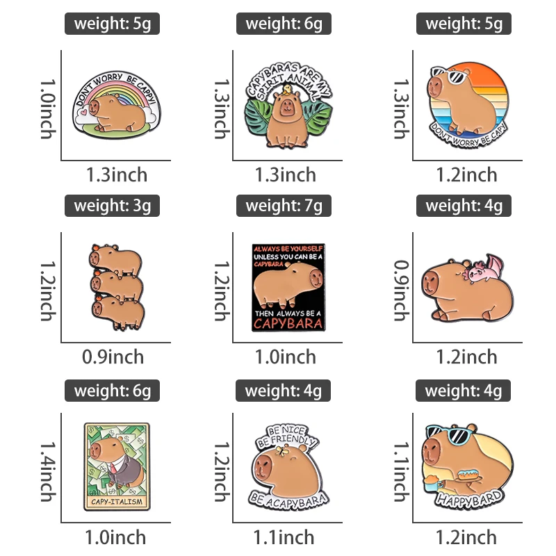 Cartoon Capybara Enamel Pins Cute Funny Animal Lapel Badge Hat Clothes Backpack Brooches Jewelry Accessories Gift for Friends