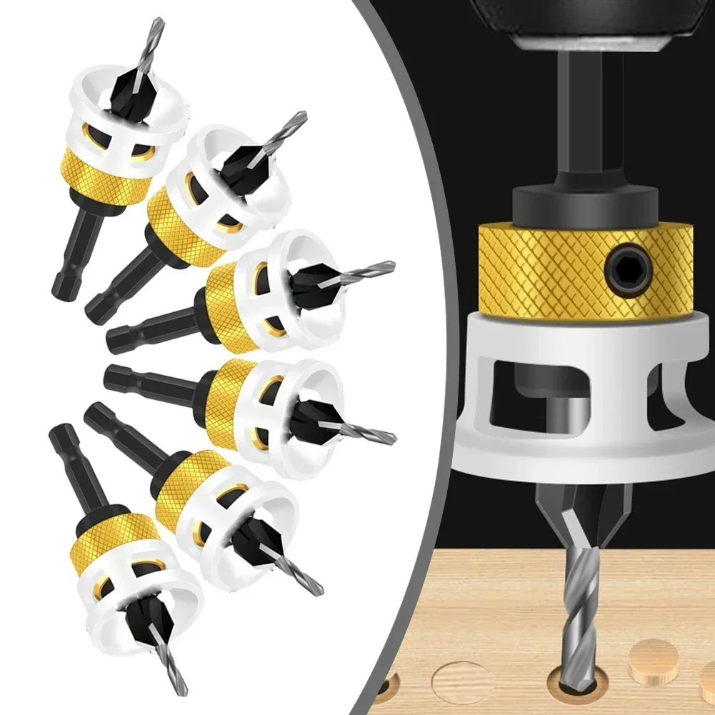 

Countersunk Drill Bit Alloy Core Limiter Adjustable Countersink Drill Router Bit With Depth Stop Woodworking Drilling Pilot Hole