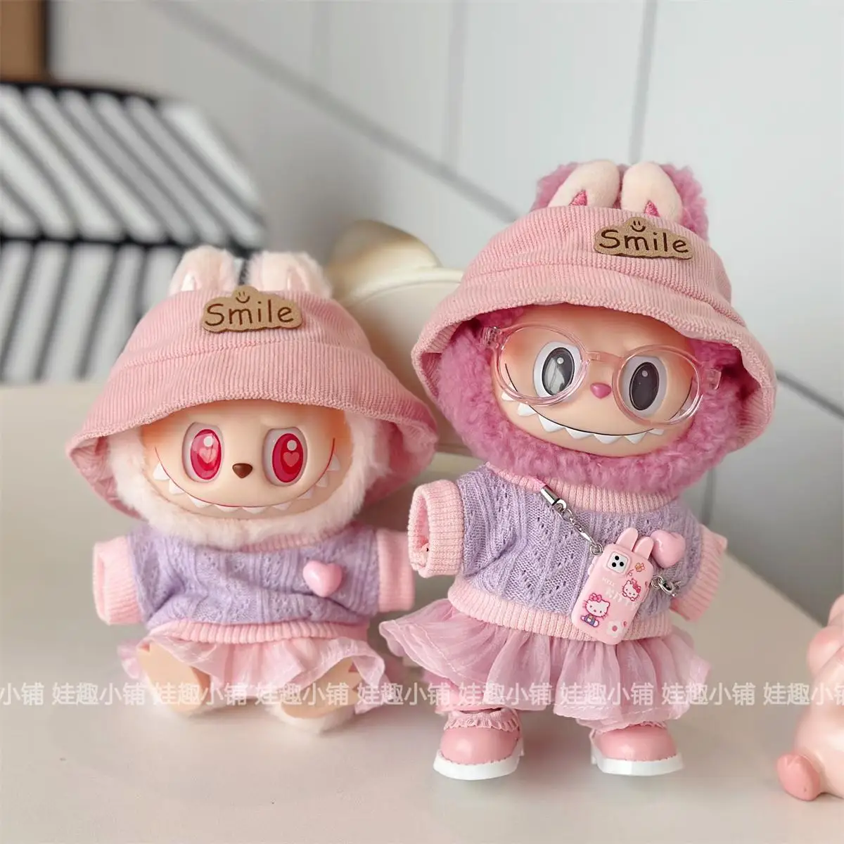 Labubu – vêtements de poupée de première et deuxième génération, pendentif de 17cm, en vinyle, robe de soirée assise, vêtements de poupée mignons, jouet cadeau