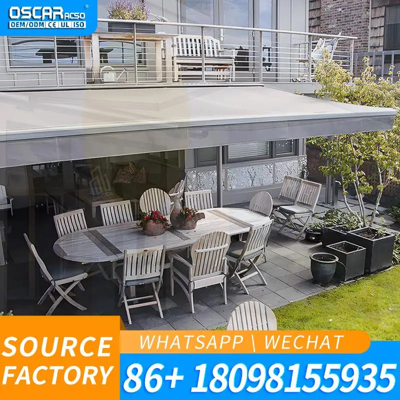 Outdoor Retractable Sunshade Wireless Remote Controlled Motorized Electric Folding Roof for Patio Garden Balcony Retractable Awn