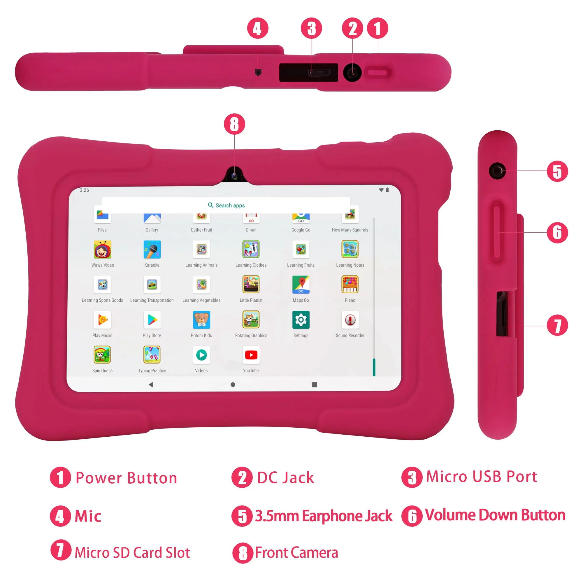 PRITOM 7 Inch Kids Tablet Quad Core Android 10 32GB WiFi Bluetooth ...
